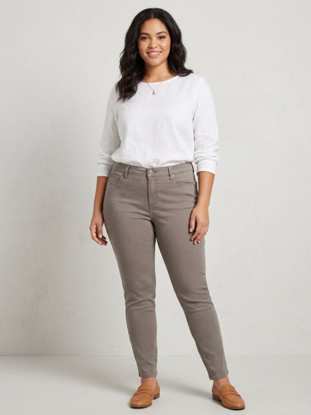 Style & Co. Curvy Skinny Jeans Taupe/Grey